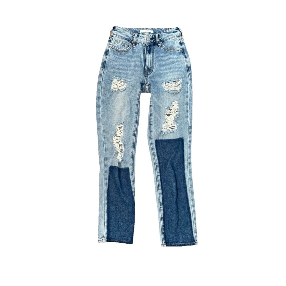 PacSun Mom Jeans Womens Size 22 Light Wash Mid Rise Straight Two Tone Blue